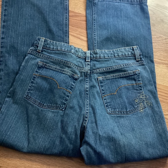 Geoffrey Beene  Metallic Gold Floral Design Boot Cut Stretch Jeans Sz 10S - Picture 4 of 6